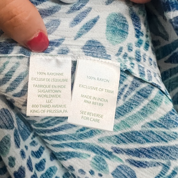 Lilly Pulitzer Off the Shoulder Nita Blue and White Pom Pom Bell Sleeve Top - Picture 5 of 8